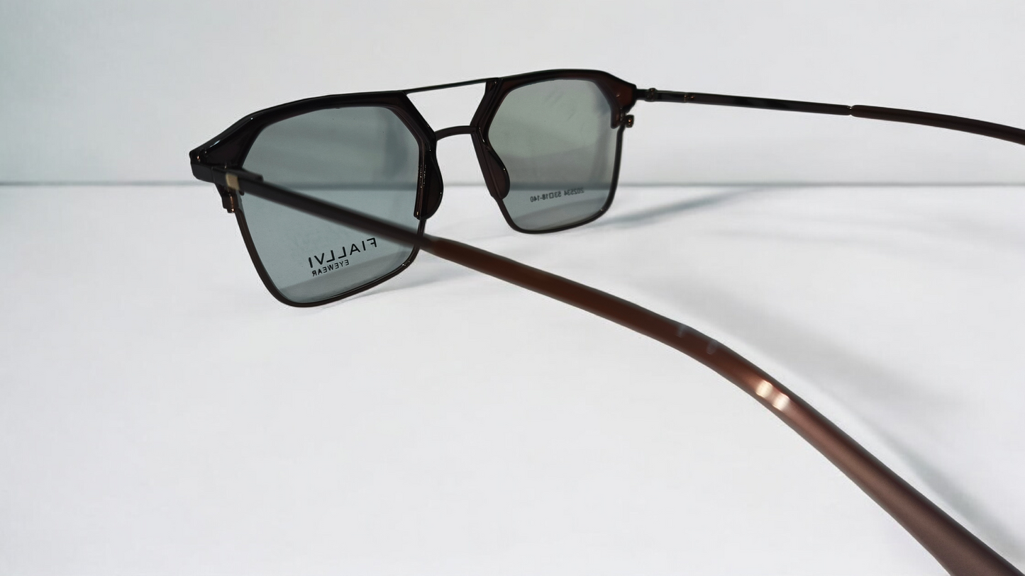 Havana brown front with coffee brown lower rim, bridge and temples color urban Architect:FIALLVI Geometric Frame by Bird Eye Optics Emart