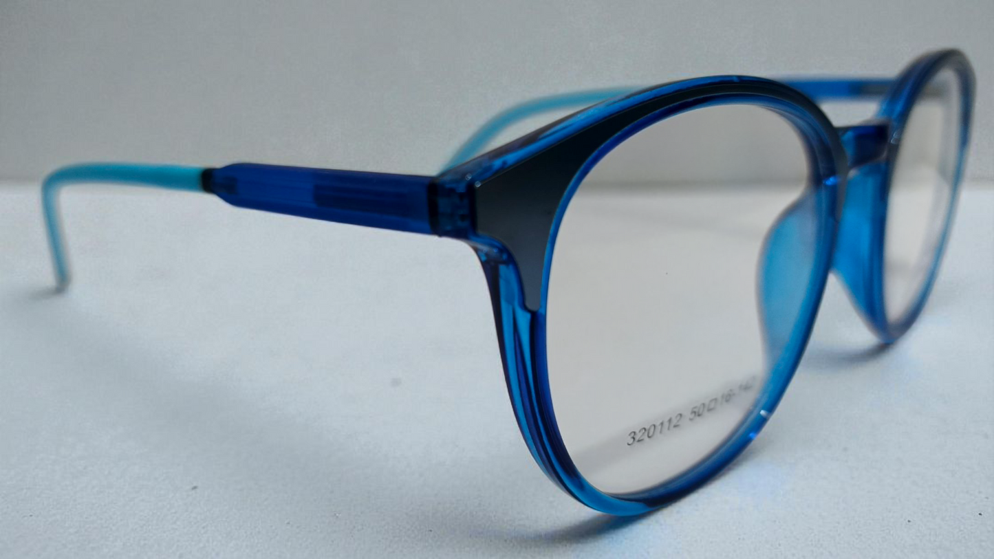Trendy Two-Tone Blue Round Glasses • Modern Unisex Style