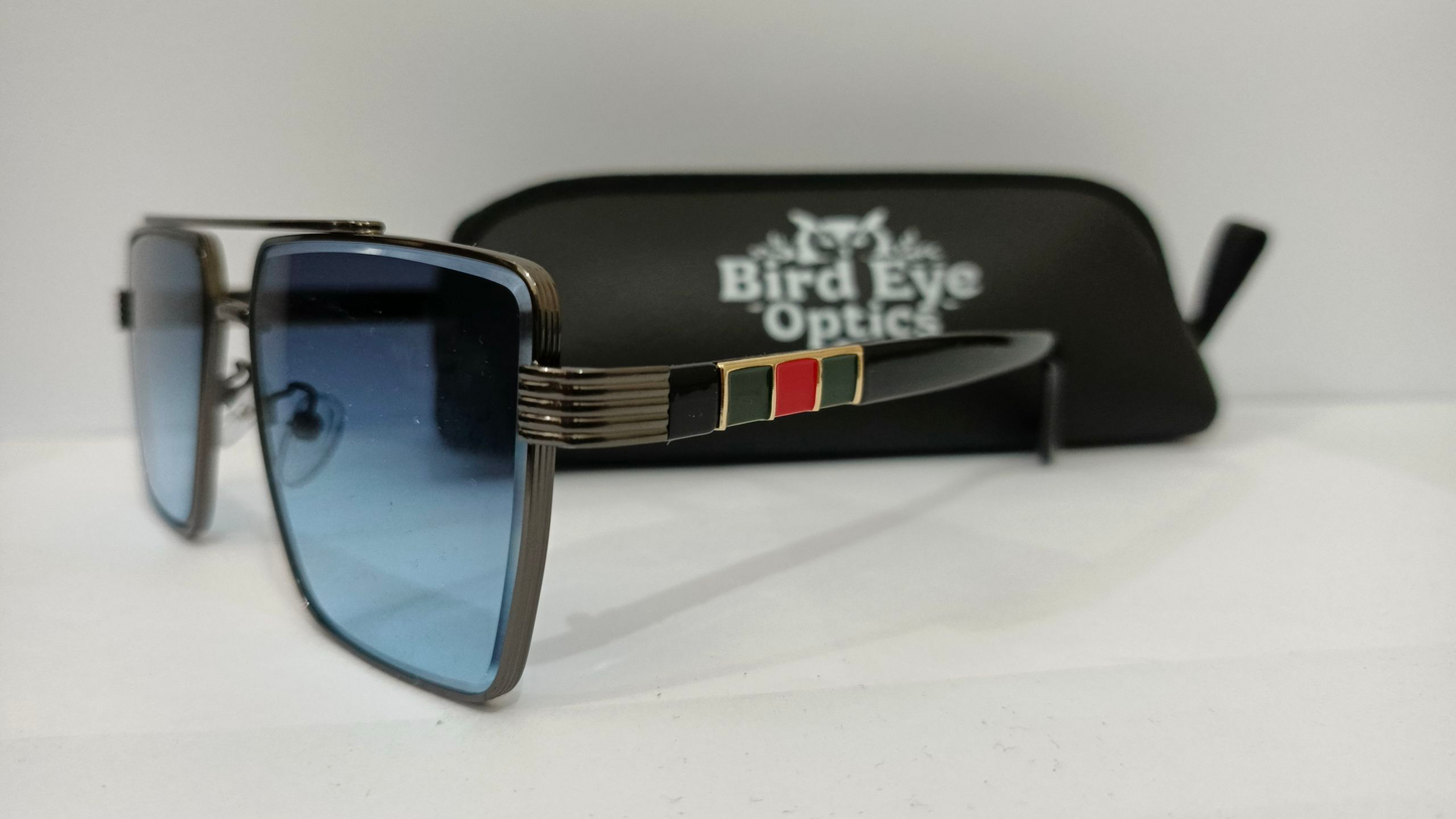 The Maverick:Oversized Square Gradient Blue Designer Sunglasses