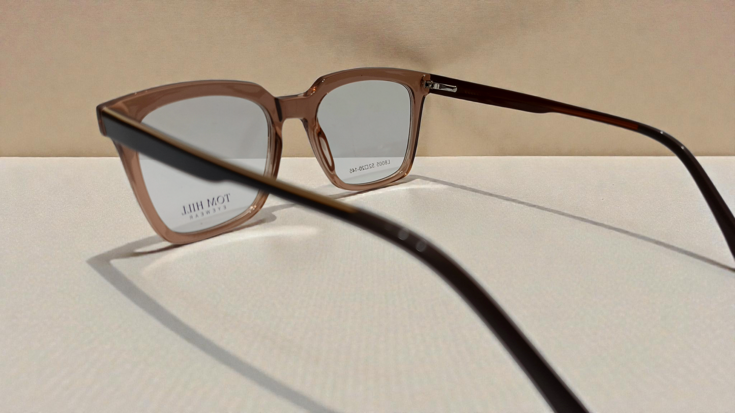 Tom Hill Inspired Premium Eyewear Crystal Tea Brown Geometric Frame - L8005