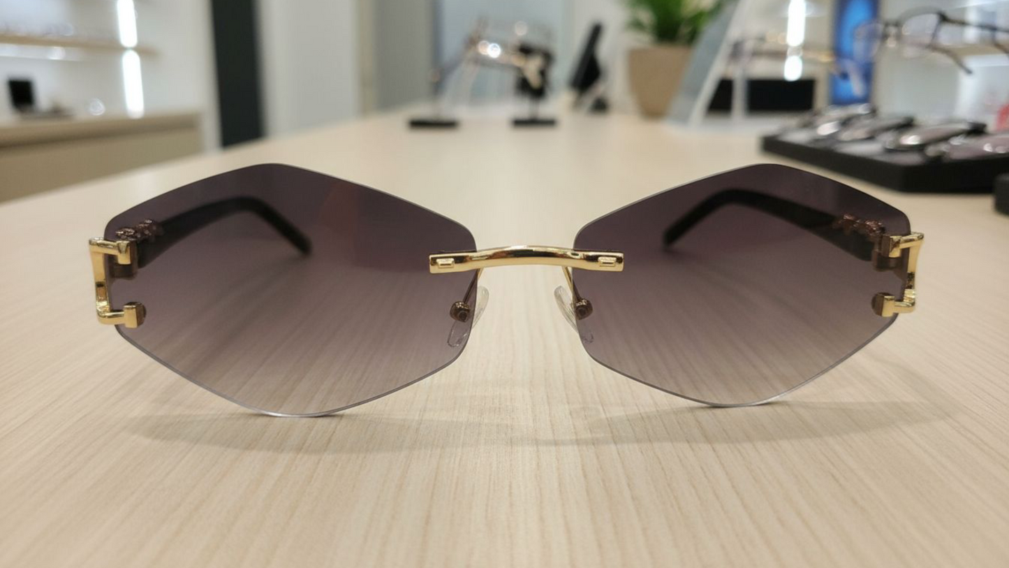 Stealth Luxe | Golden-Accent Diamond Cut Smoke gray Shades