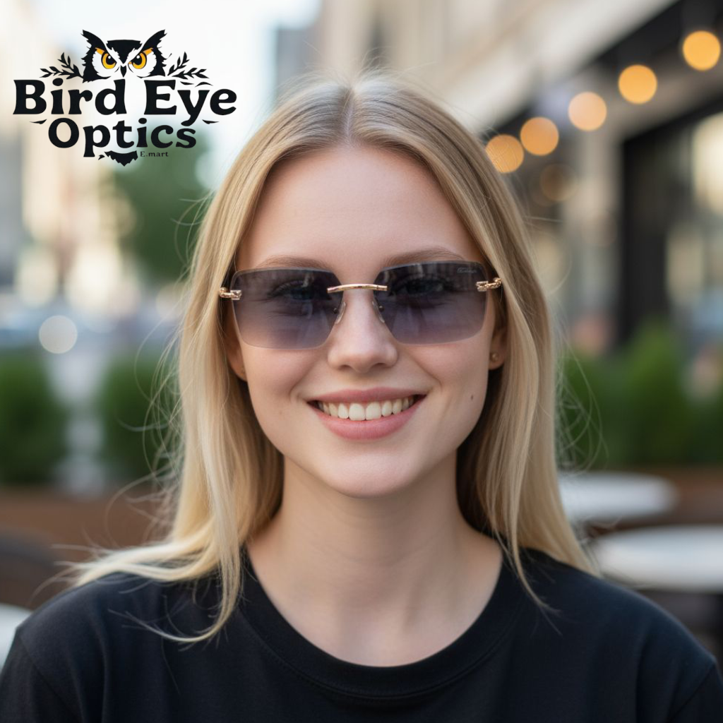 Cartier inspired Rimless Golden sunglasses by Bird Eye Optics