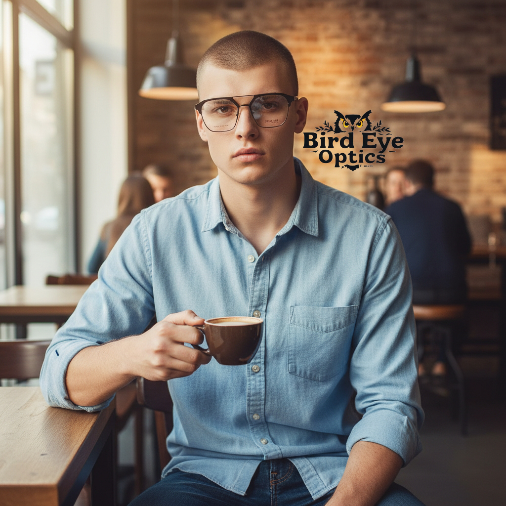 Coffee Brown front with bronze temples Color Urban Architect:FIALLVI Geometric Frame by Bird Eye Optics Emart