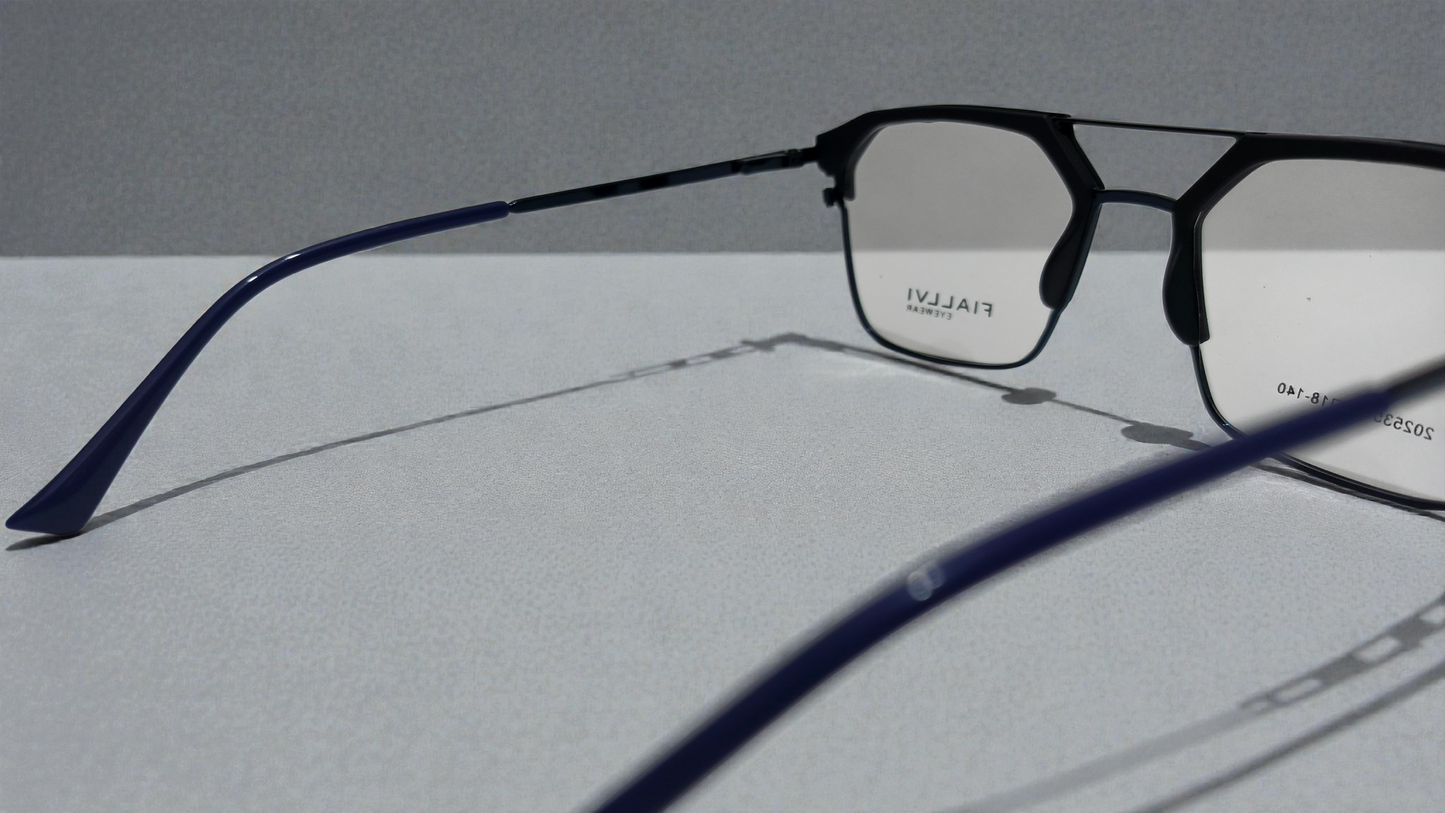 Black front with dark blue temples Color Urban Architect:FIALLVI Geometric Frame by Bird Eye Optics Emart