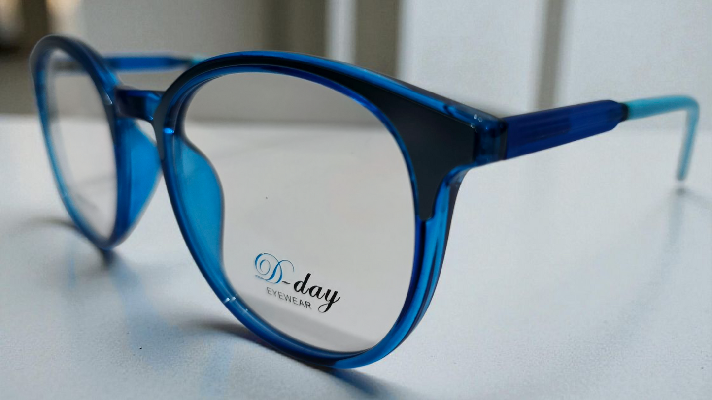 Trendy Two-Tone Blue Round Glasses • Modern Unisex Style