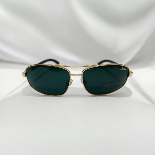 Cartier inspired Premium Golden  Aviator Sunglasses with black Polarized Lenses – Unisex Luxury Style