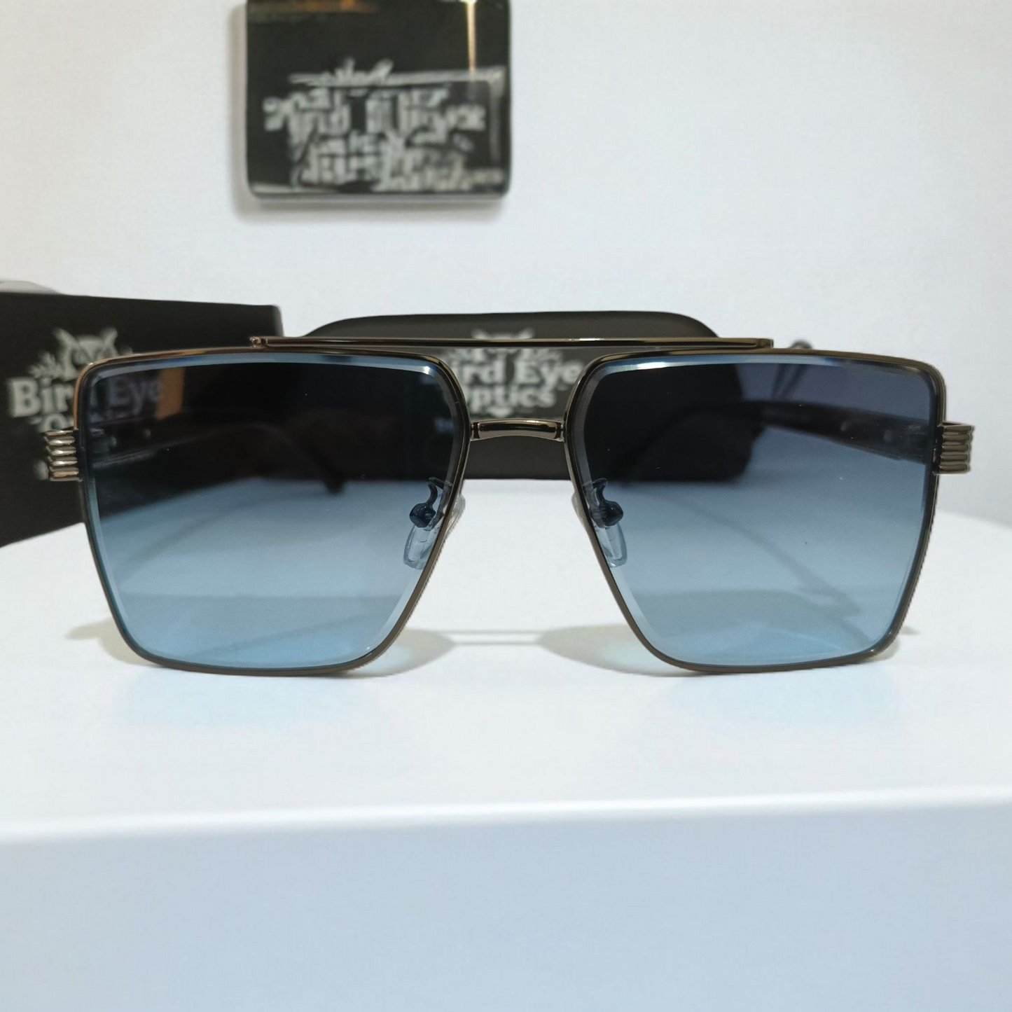 The Maverick:Oversized Square Gradient Blue Designer Sunglasses