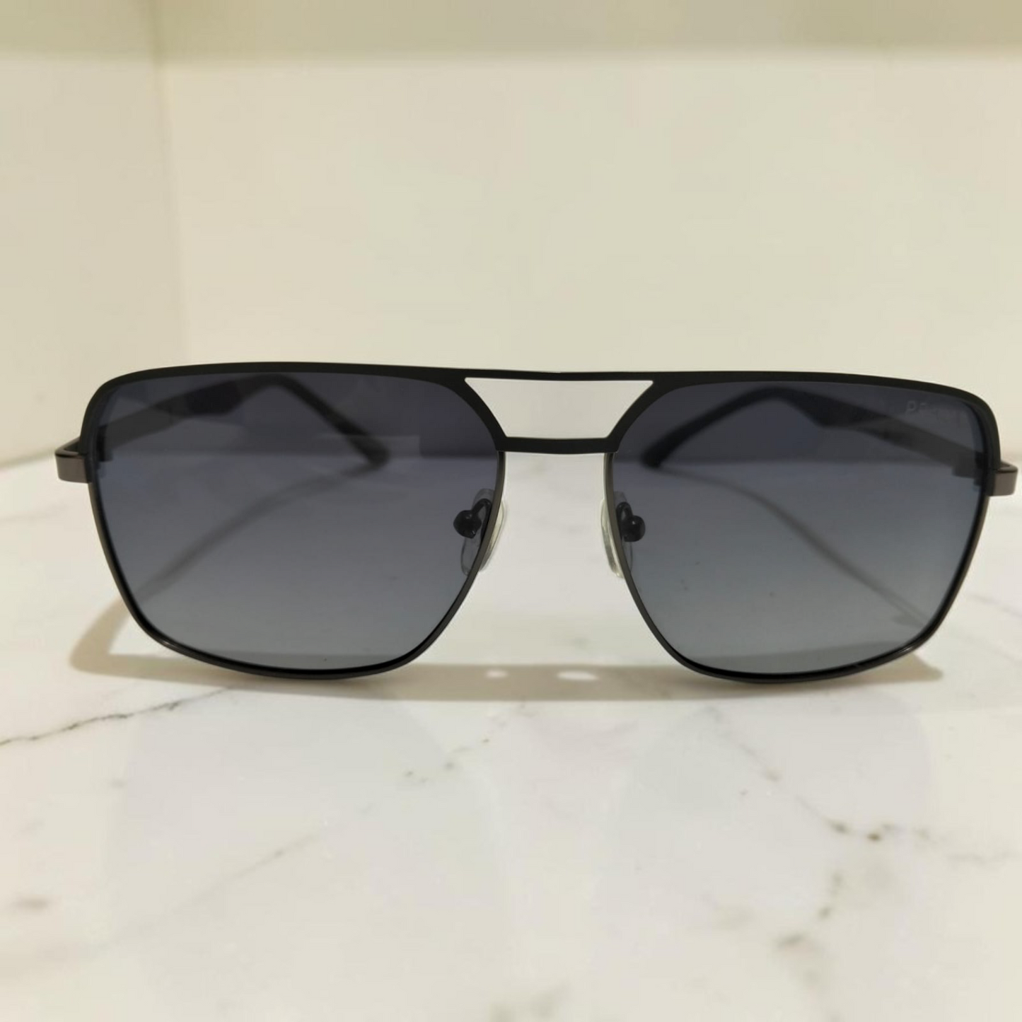 Inspiration of Prada Luxury Navigator Square Sunglasses for Men  Matte Black Frame with Premium Branding Details