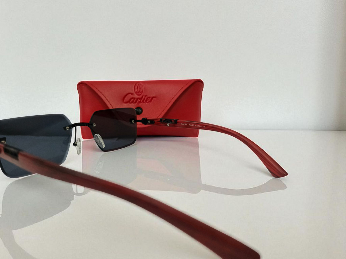Cartier inspired Rimless Black sunglasses by Bird Eye Optics