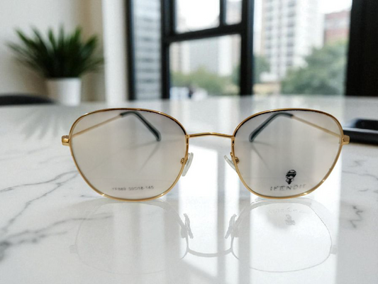 Vintage Round Golden Metal Frame Eyeglasses – Lightweight & Stylish by Bird Eye Optics