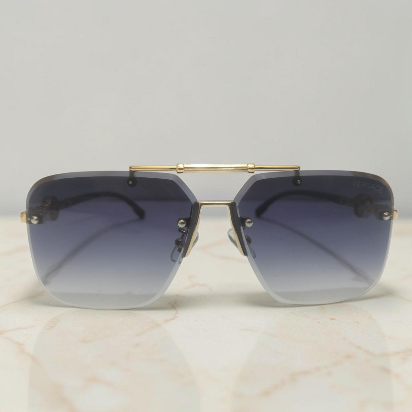 Inspiration of Versace Oversized Rimless Square Sunglasses Golden Medusa Edition