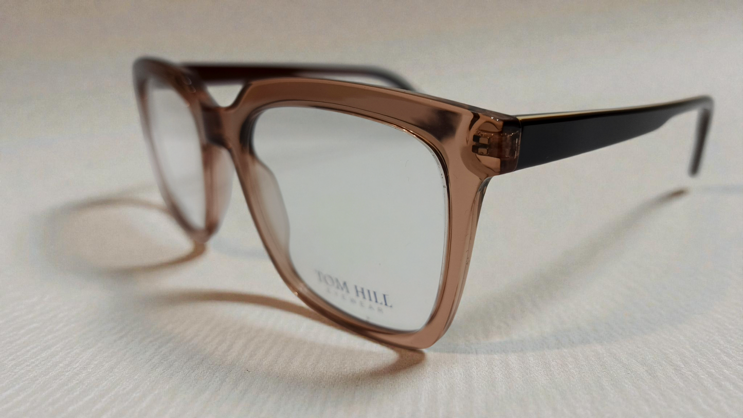 Tom Hill Inspired Premium Eyewear Crystal Tea Brown Geometric Frame - L8005