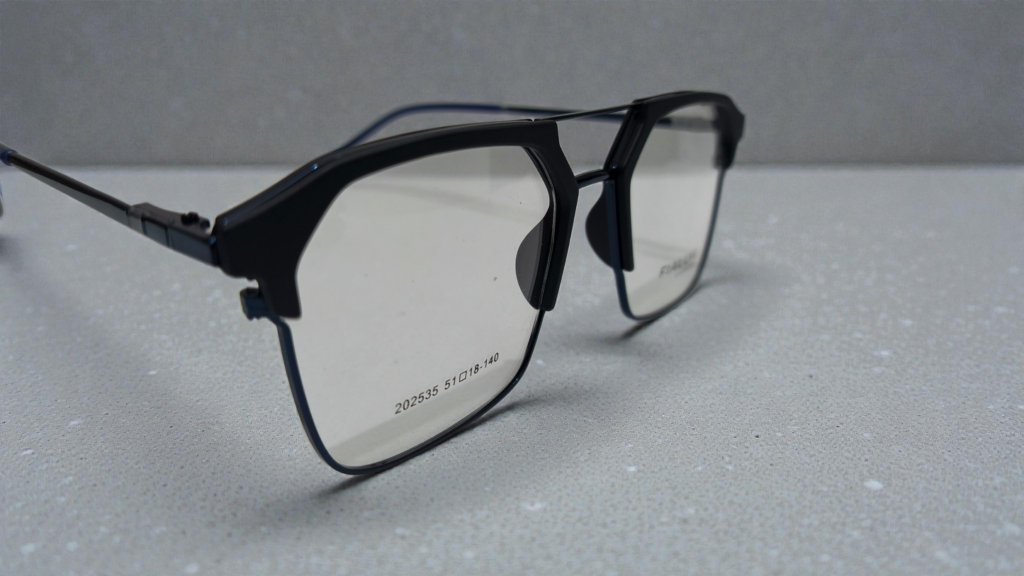 Black front with dark blue temples Color Urban Architect:FIALLVI Geometric Frame by Bird Eye Optics Emart