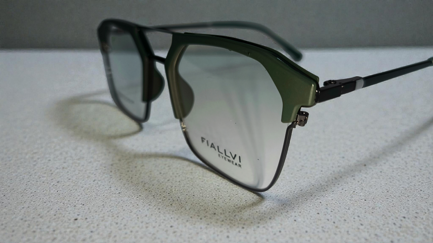 Gunmetal grey front with gunmetal grey lower rim, bridge and temples color urban Architect:FIALLVI Geometric Frame by Bird Eye Optics Emart