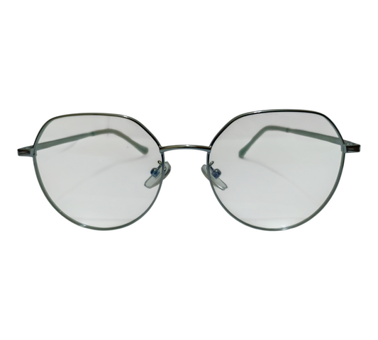 Geometric Glam: Octagon Silver Eyeglasses