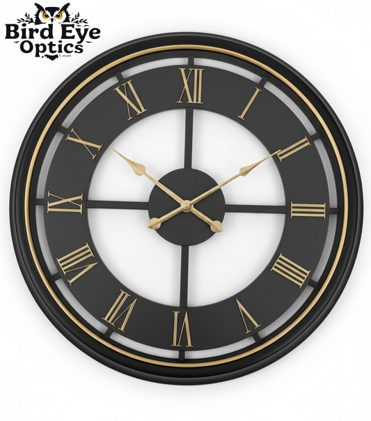 The Estate Elegance Wall Clock: Black & Golden Statement Decor
