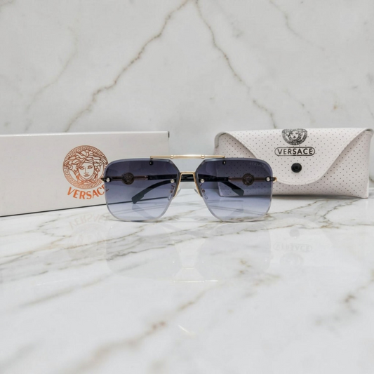 Inspiration of Versace Oversized Rimless Square Sunglasses Golden Medusa Edition