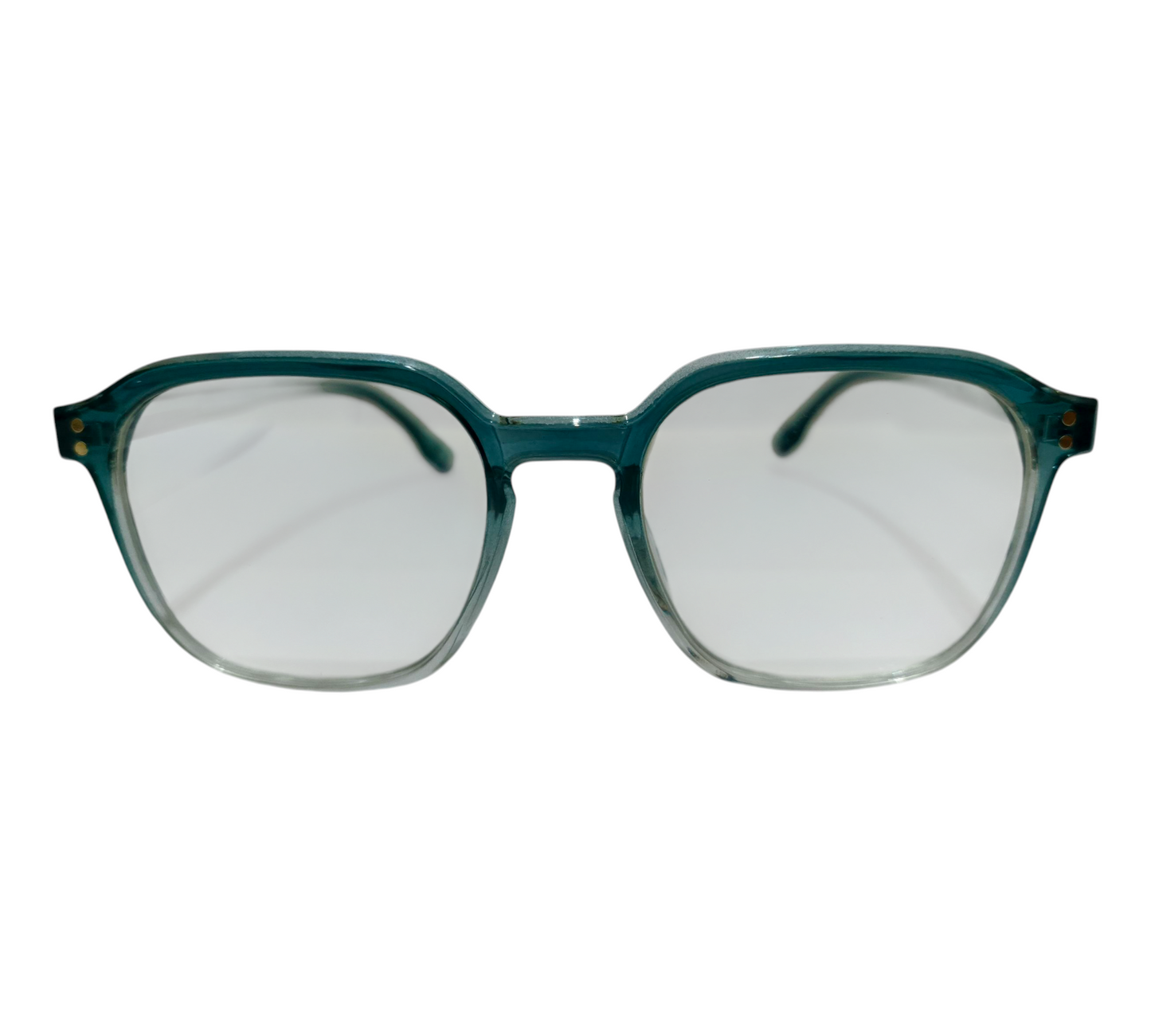 Trendy Teal Hexagon Eyeglasses - Clear Lens Fashion Frames