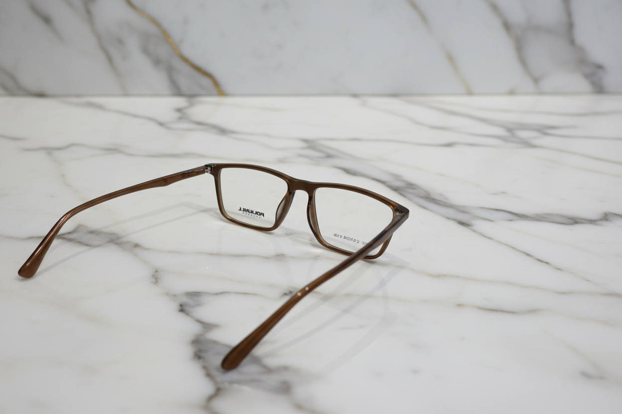 Poliuhll "Slate-Brown" Rectangular TR90 Eyeglasses – Ultra Lightweight & Unisex