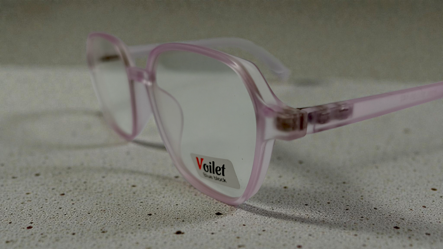 Voilet Blue Block Geometric Eyeglasses : Clear Lavender Unisex Frames