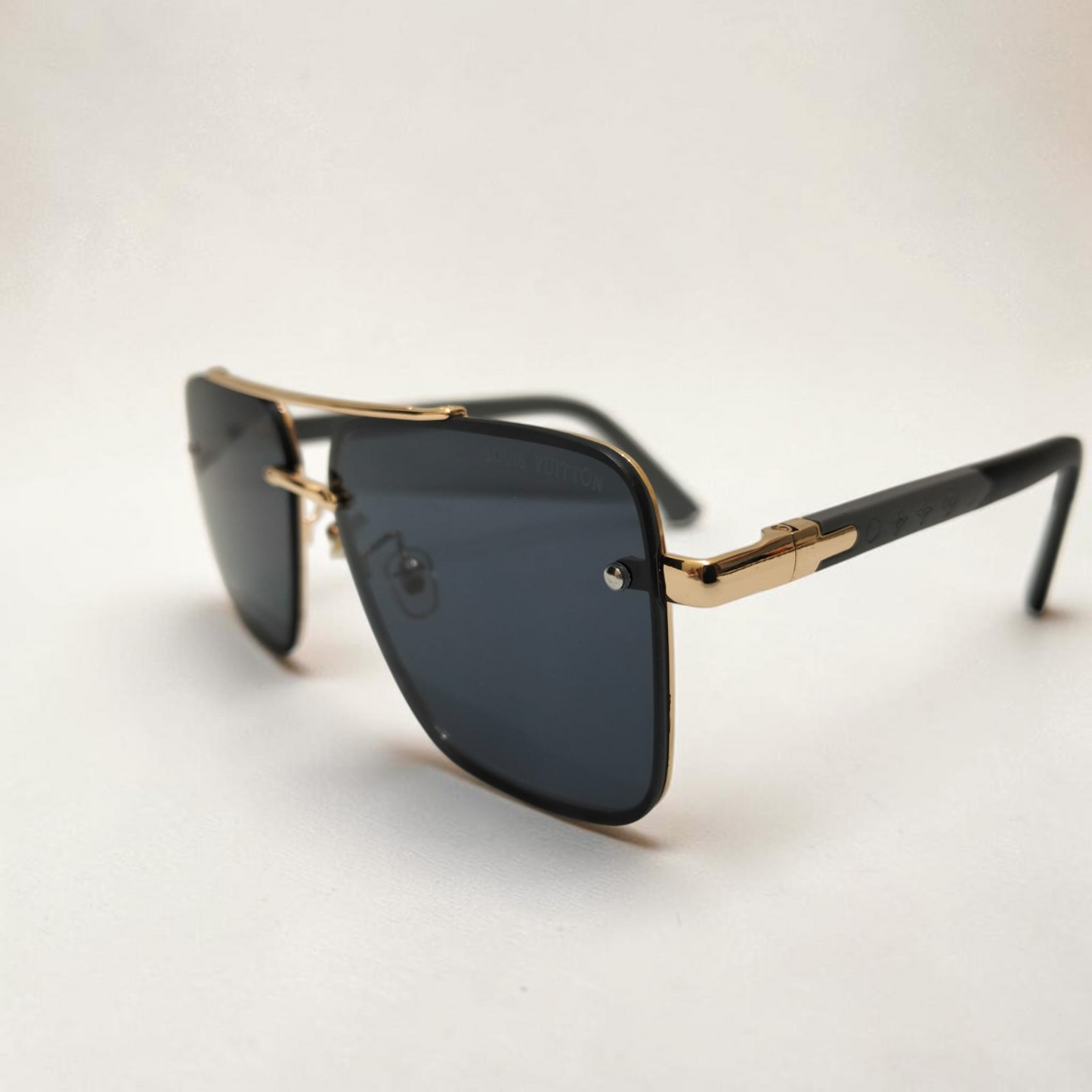Louis Vuitton inspired Premium Golden Accented Square Navigator Sunglasses Unisex Modern Sophistication