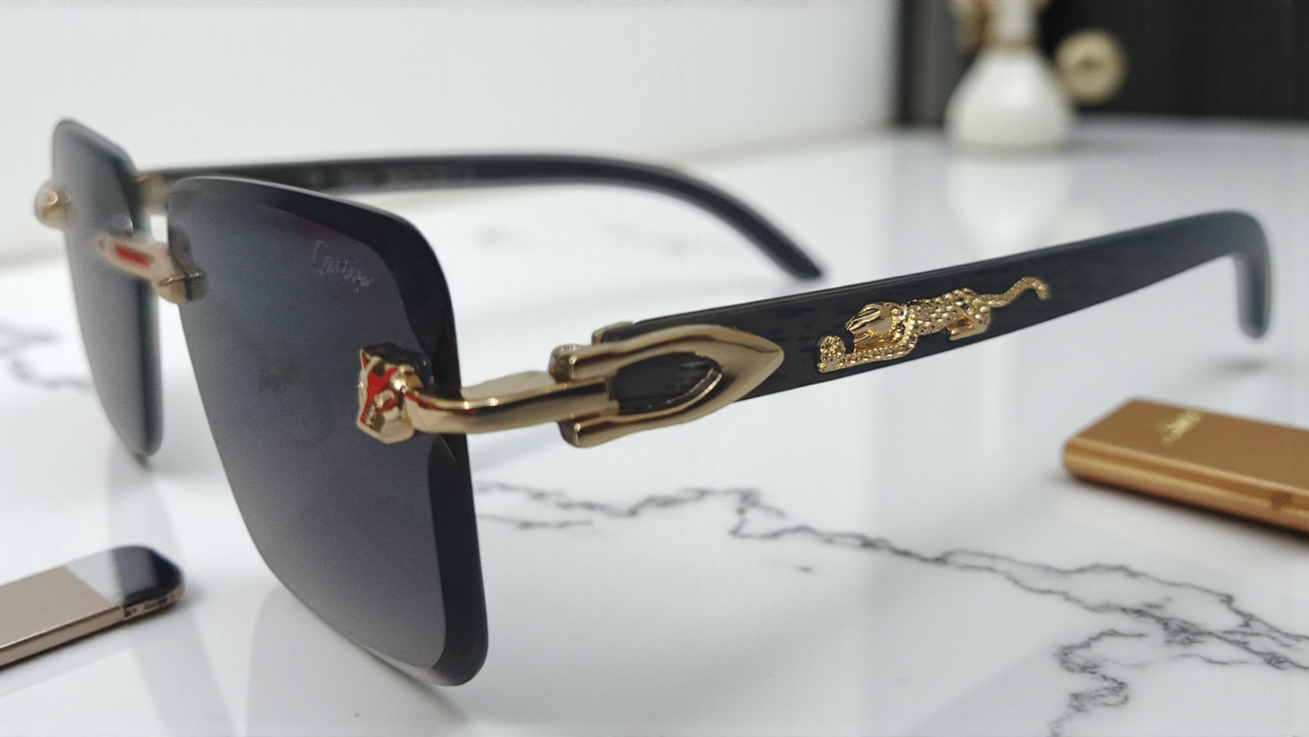 Cartier inspired Rimless Golden sunglasses by Bird Eye Optics