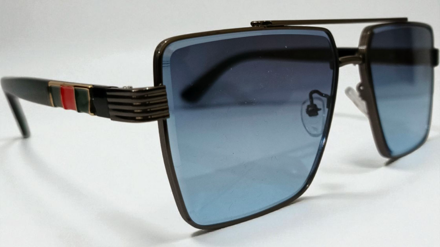 The Maverick:Oversized Square Gradient Blue Designer Sunglasses