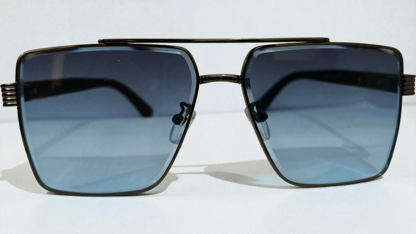 The Maverick:Oversized Square Gradient Blue Designer Sunglasses