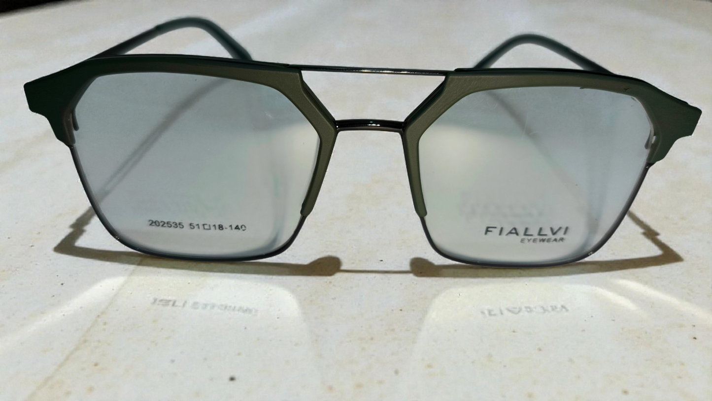 Gunmetal grey front with gunmetal grey lower rim, bridge and temples color urban Architect:FIALLVI Geometric Frame by Bird Eye Optics Emart