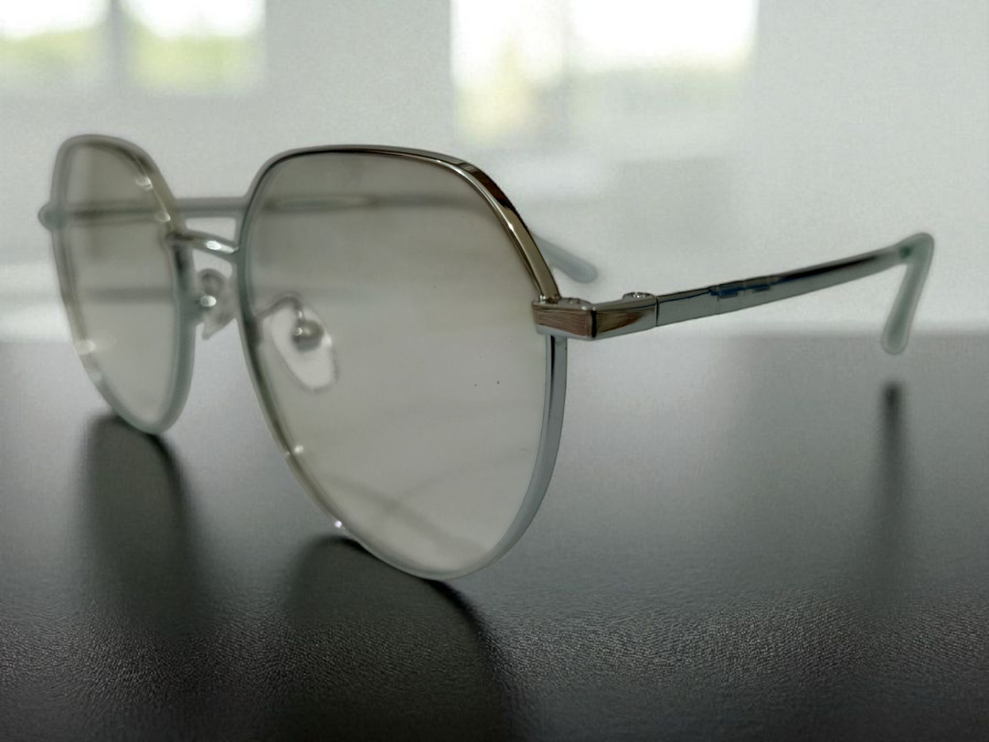 Geometric Glam: Silver Octagon Eyeglasses