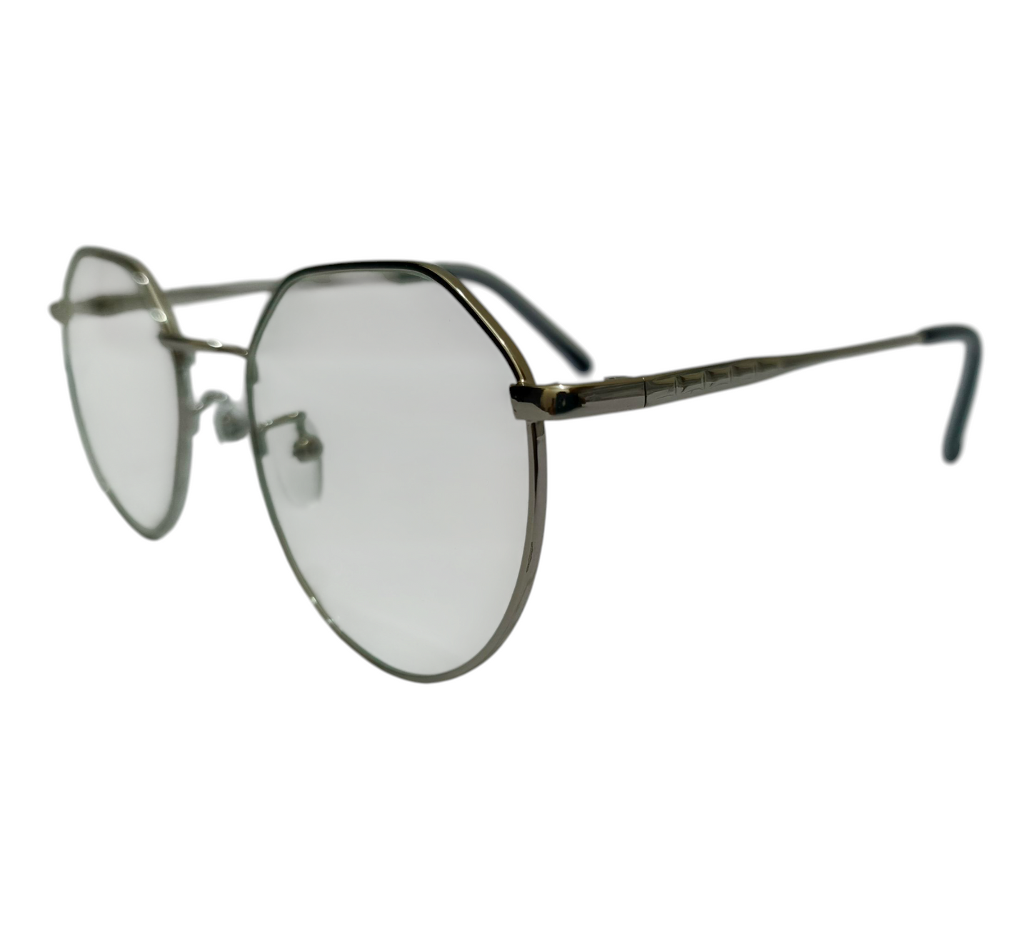 Geometric Glam: Octagon Silver Eyeglasses