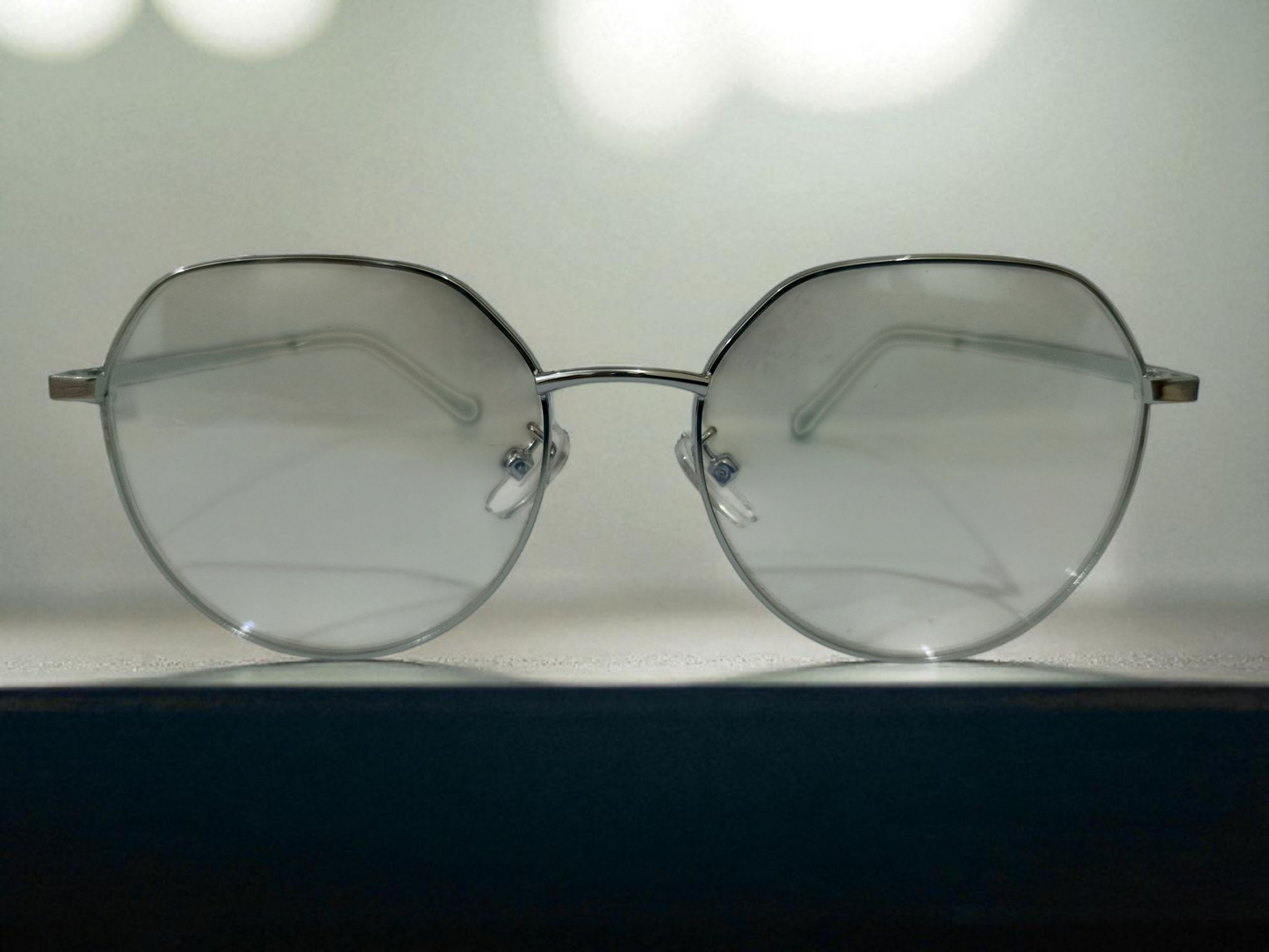 Geometric Glam: Silver Octagon Eyeglasses