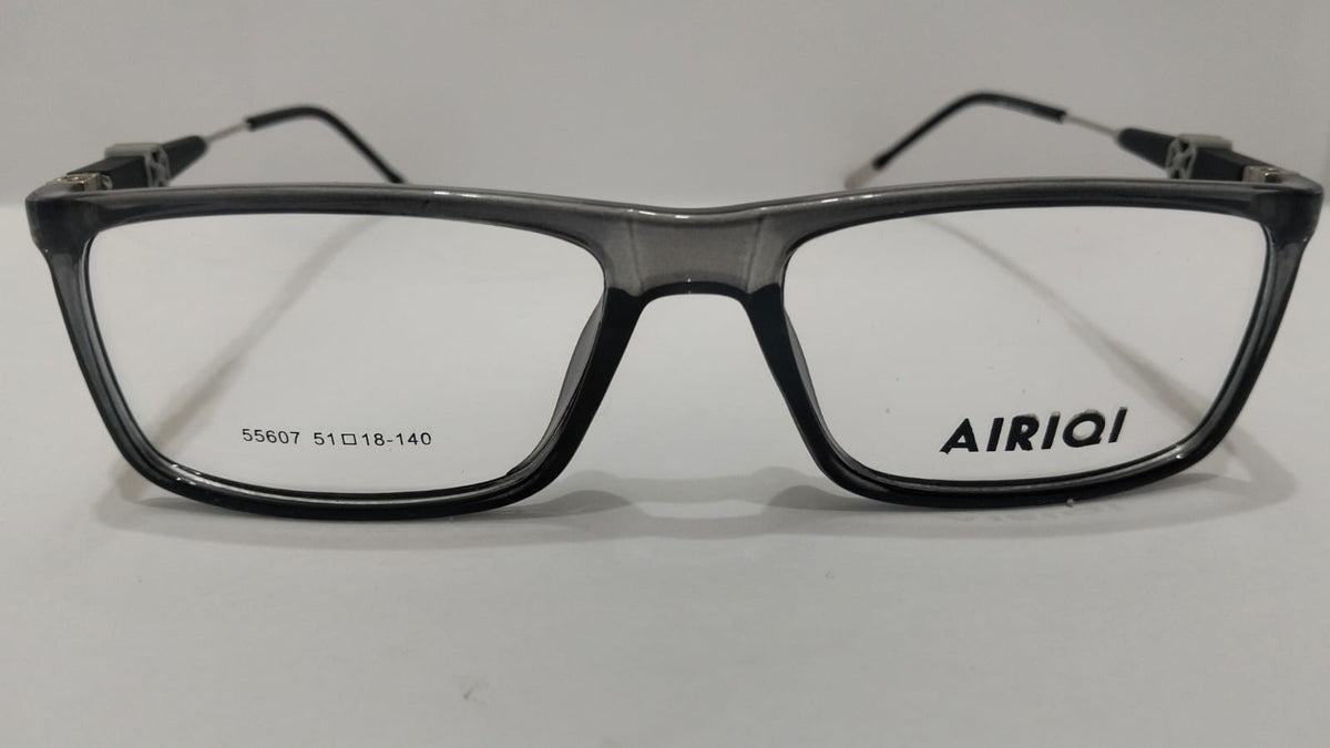 AIRIQI 55607 Executive Smoked Grey Rectangular Eyeglasses Frame  Unisex / Men's Lightweight Eyewear