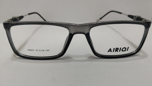 AIRIQI 55607 Executive Smoked Grey Rectangular Eyeglasses Frame  Unisex / Men's Lightweight Eyewear