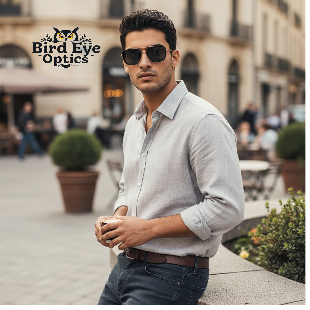 Cartier inspired Luxury Square Aviator Sunglasses  Premium Golden & Black Finish