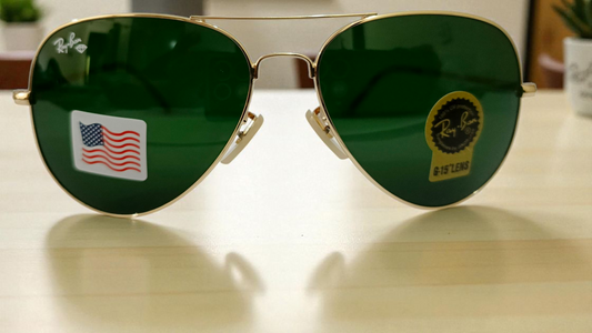 Ray Ban inspired Golden BEO Classic Pilot Aviator Sunglasses - Essential Gold Frame with High-Protection Green Lens