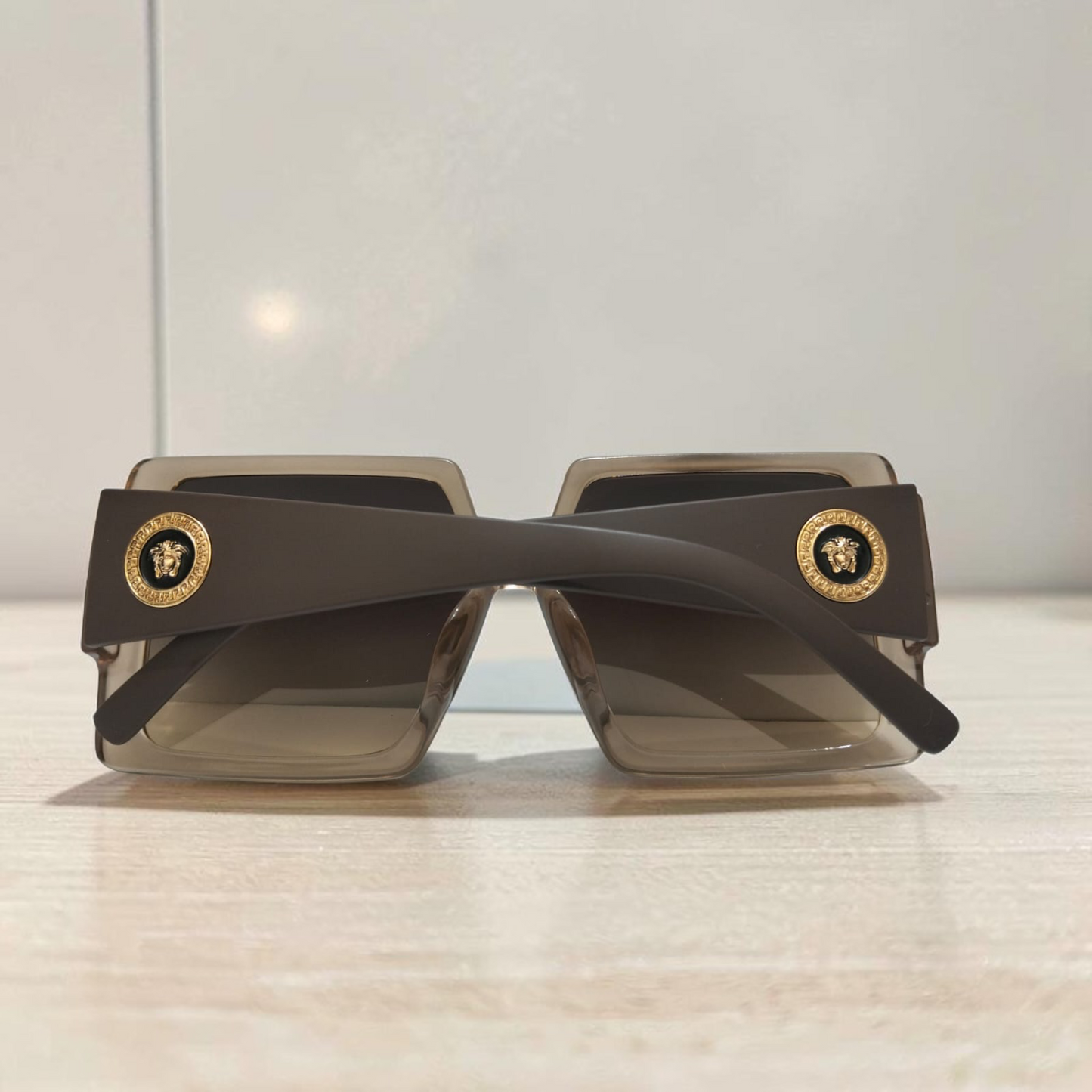 Iconic Square Oversized Designer Sunglasses  Luxury Golden Detail Unisex Frames inspired by VERSACE brown