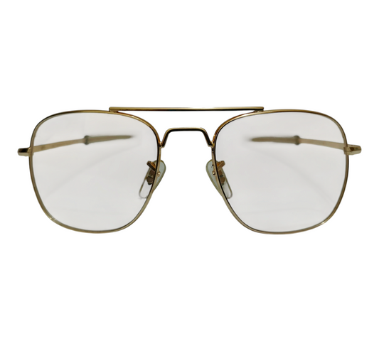 Vintage American Optical USA Style Aviator Glasses - Classic Golden Frame