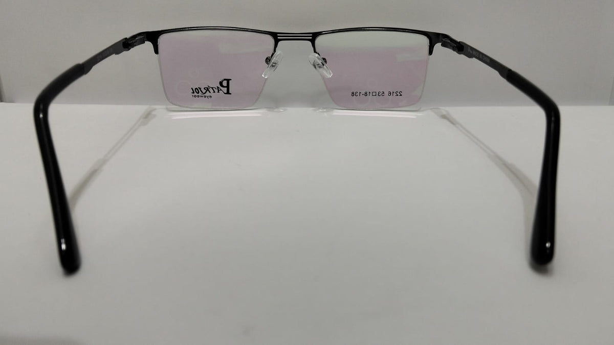 Patriot Executive Semi-Rimless Metal Eyeglasses (Model 2216)Matte Black Lightweight Prescription Frame for Men