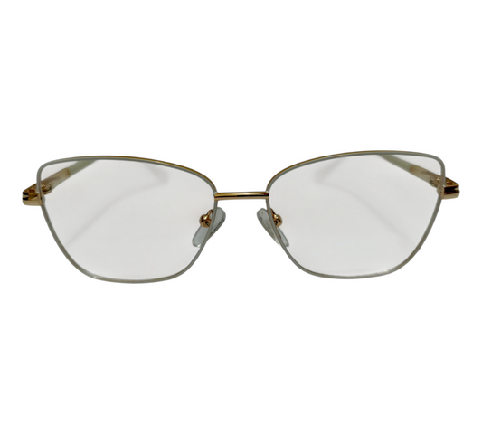 Chic Golden Cat-Eye Glasses - Modern Metal Frame Eyewear