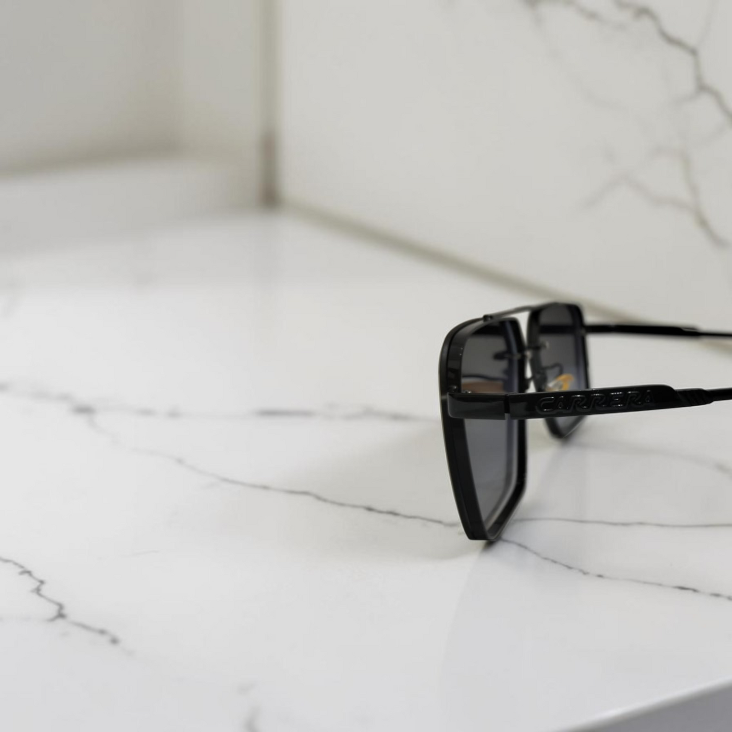 Inspiration of Carrera Style Matte Black Double Bridge Square U isex Sunglasses