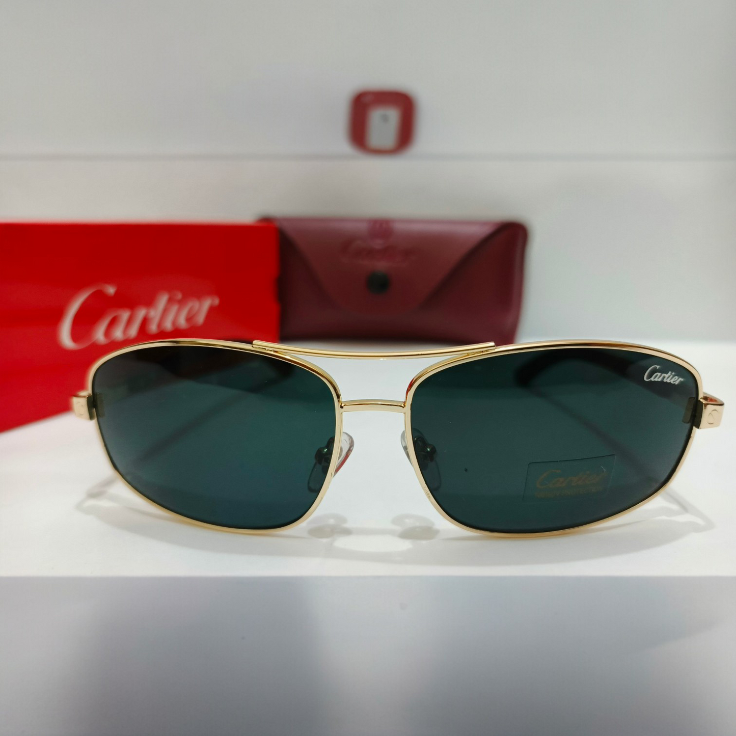 Cartier inspired Premium Golden  Aviator Sunglasses with black Polarized Lenses – Unisex Luxury Style