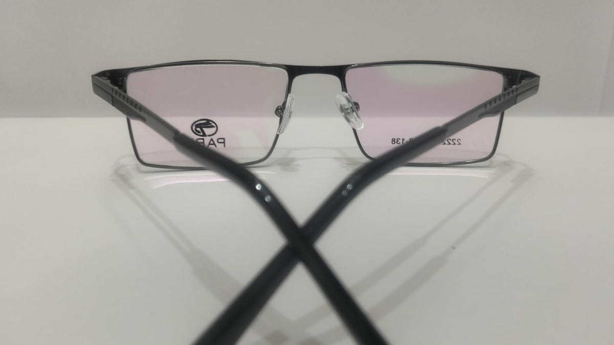 Classic Men’s Rectangular Metal Eyeglasses – Lightweight Gunmetal Optical Frame (Model 2222)
