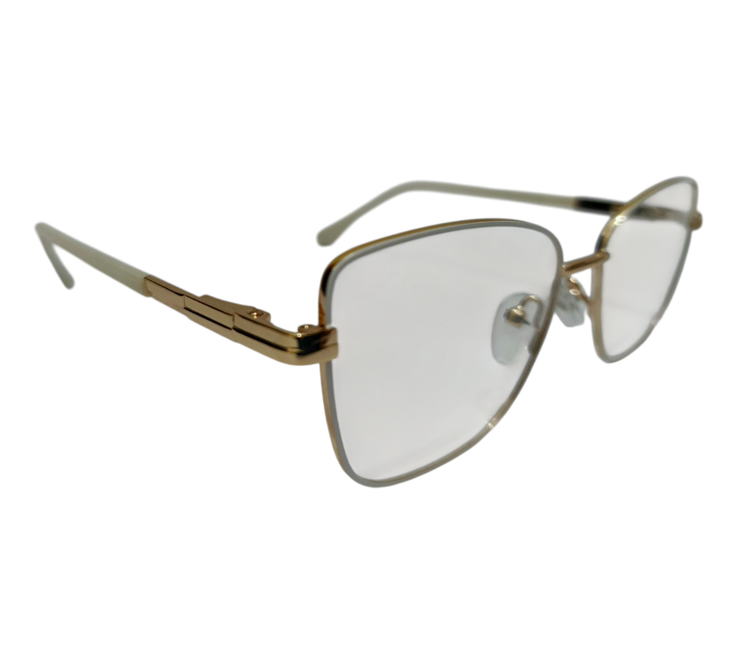 Chic Golden Cat-Eye Glasses - Modern Metal Frame Eyewear