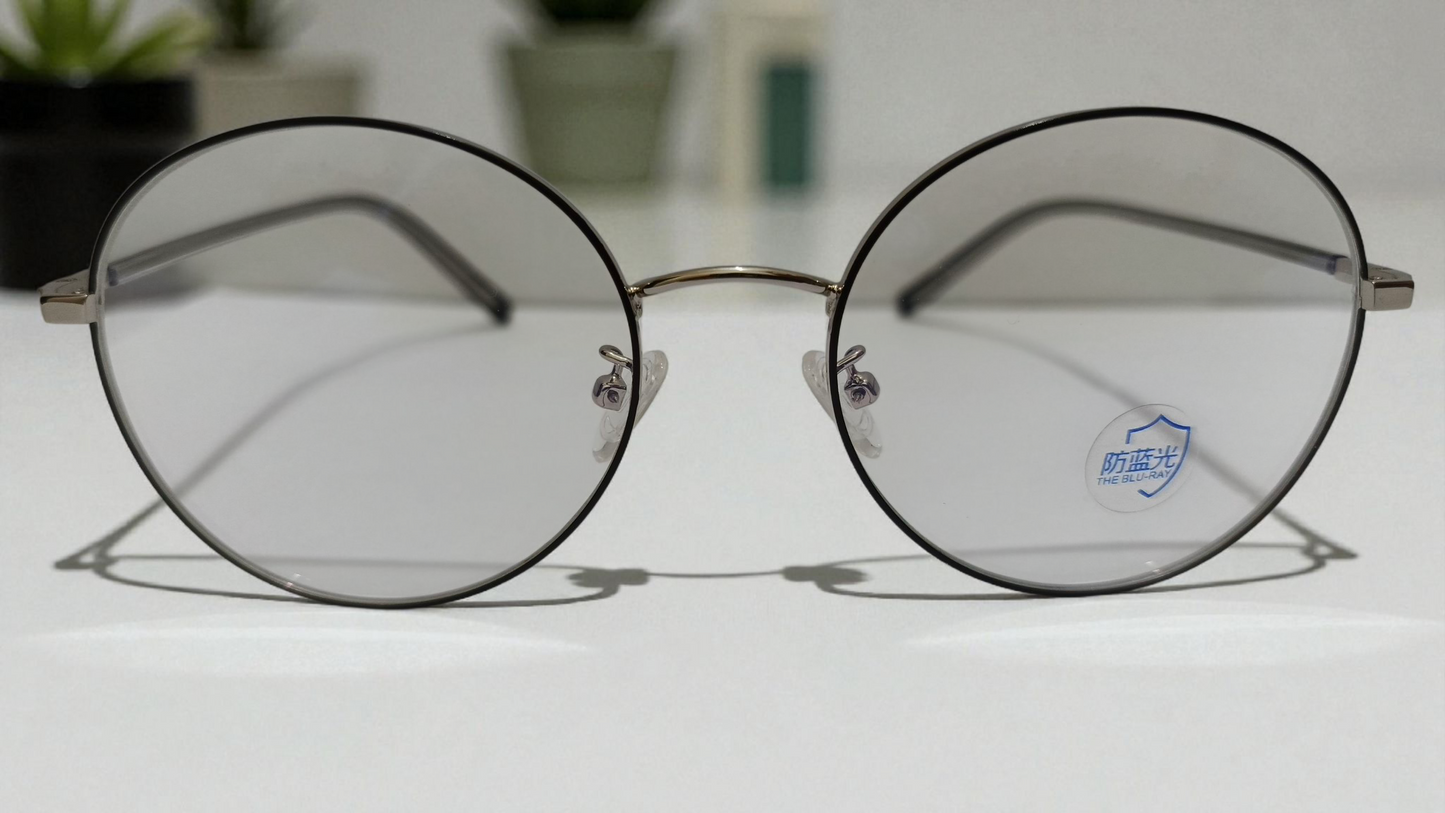 The "Phoenix[A]" | Classic Round Silver&Black Spectacles