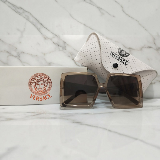 Iconic Square Oversized Designer Sunglasses  Luxury Golden Detail Unisex Frames inspired by VERSACE brown