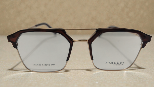 Dark brown front with golden temples color urban Architect:FIALLVI Geometric Frame by Bird Eye Optics Emart