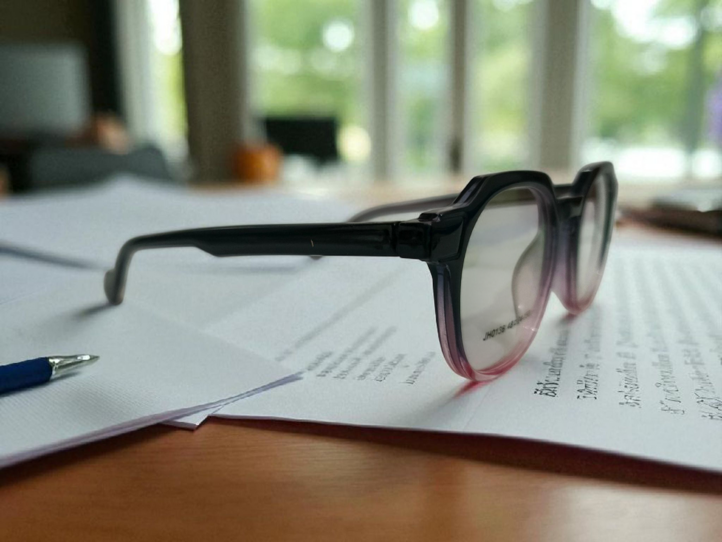 Unisex Gradient Round Eyeglasses – Stylish Black to Pink Frame | Bird Eye Optics