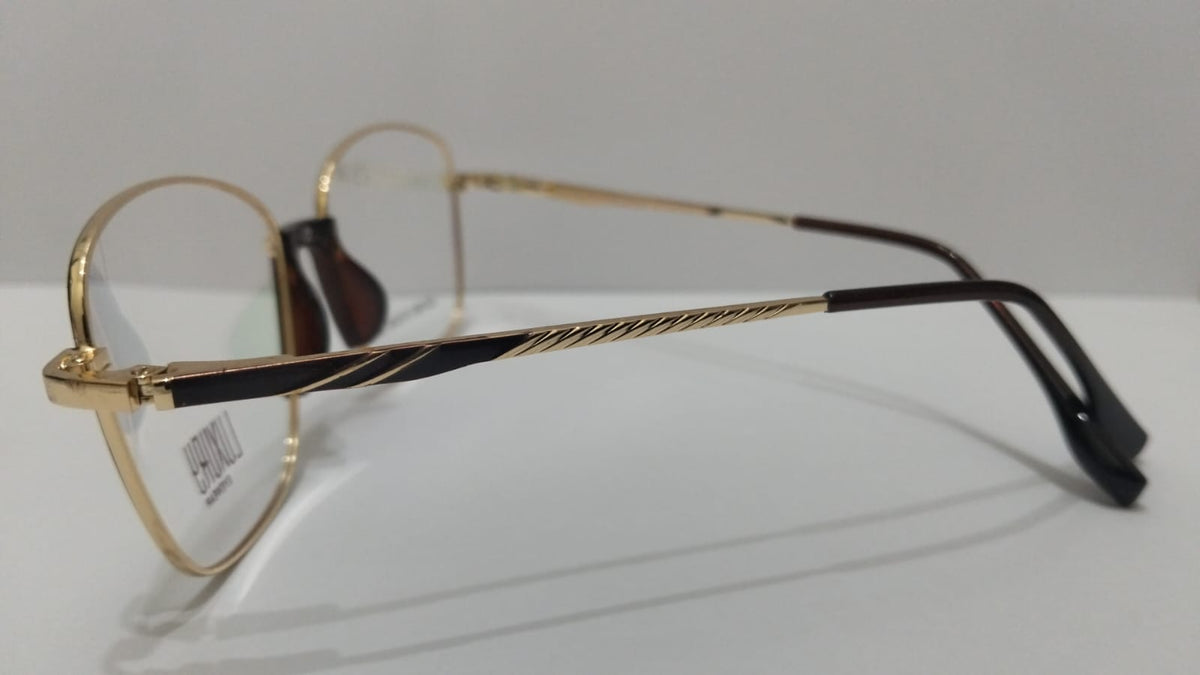 Bird Eye Luxury Geometric Butterfly Golden and brown front Optical Glasses  Lightweight Metal Eyewear for Ladies/Women