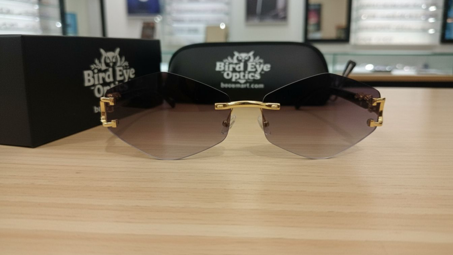 Stealth Luxe | Golden-Accent Diamond Cut Smoke gray Shades